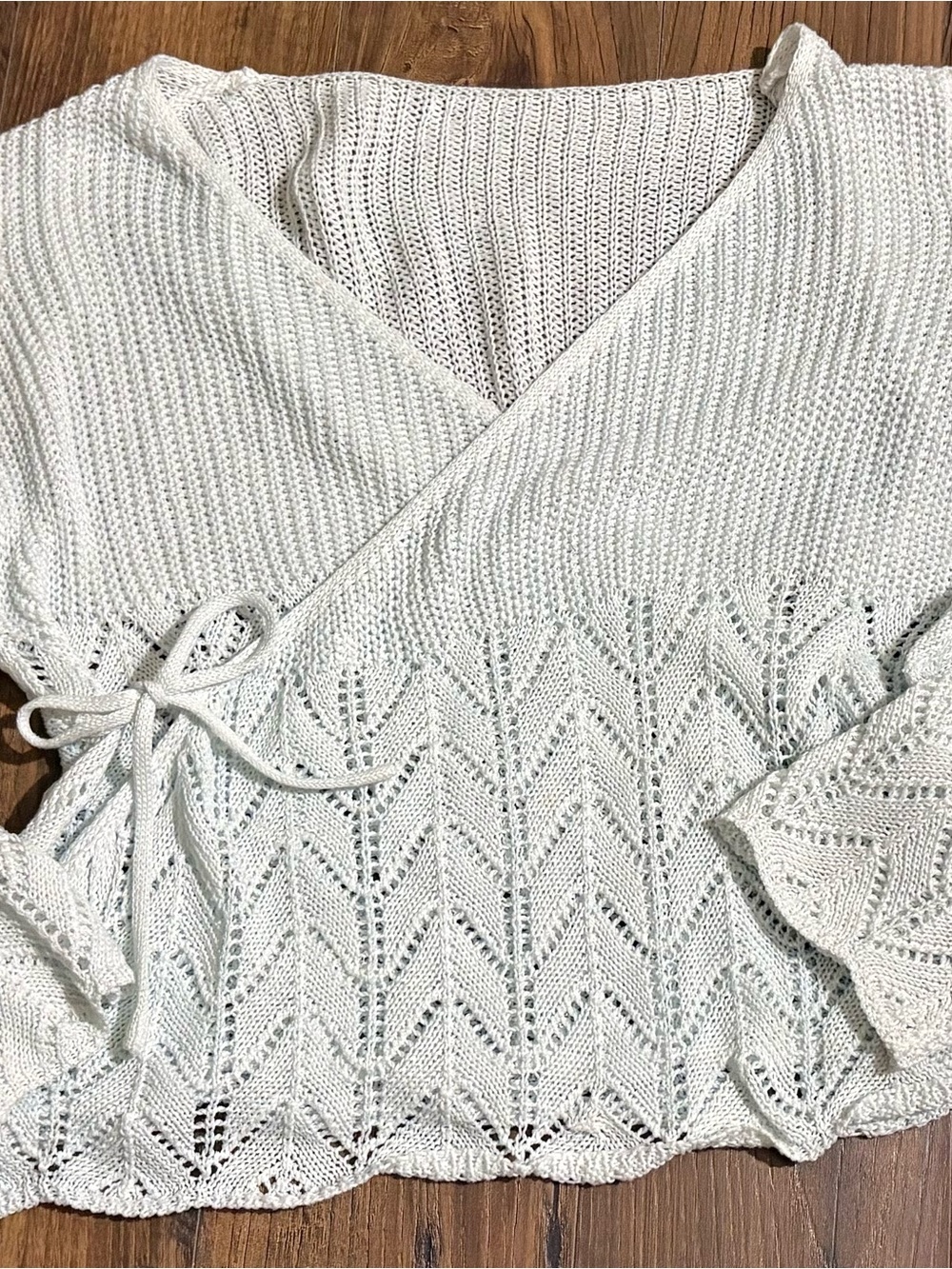 SHEIN Cream Knit Wrap V-Neck Sweater
